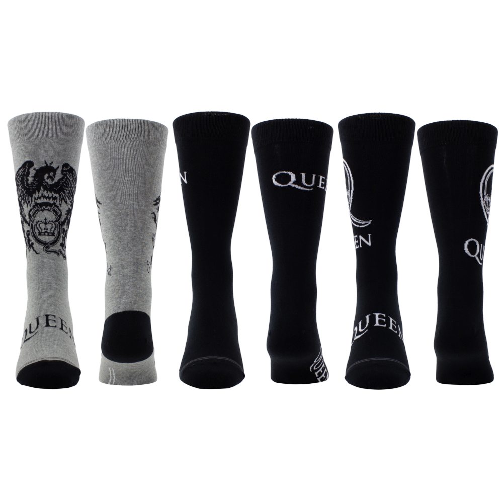 Queen - Gift Box 3Pk Socks - Grey/Black